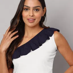 BRINNS Colourblocked One Shoulder Cotton Crop Top-image-31