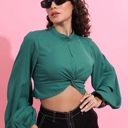 KETCH Puff Sleeves Twisted Crop Top-picture-18