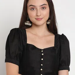studio rasa Puff Sleeve Crop Top-90