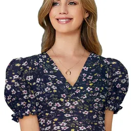 ODETTE Women Floral Printed Fitted CropTop-image-98