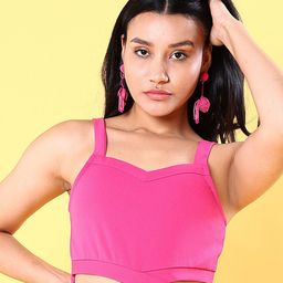 Freehand by The Indian Garage Co Shoulder Straps Cut Out Detail Fitted Crop Top-image-93