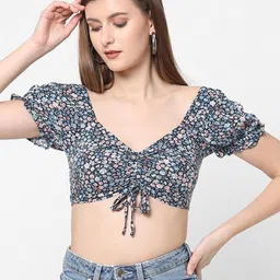 VASTRADO Multicoloured Floral Print Crop Top-12
