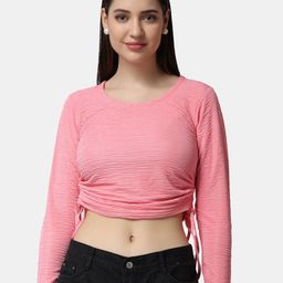 Popwings Round Neck Ruched Crop Top-image-28