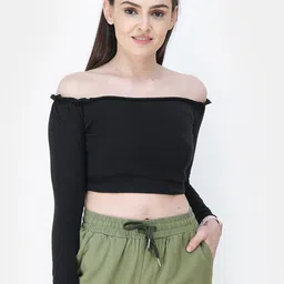 BAESD Off-Shoulder Cotton Bardot Crop Top-image-56