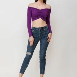 MINOS Off-Shoulder Cotton Bardot Crop Top-image-23
