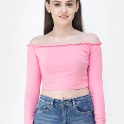 BAESD Off-Shoulder Cotton Bardot Crop Top-image-55