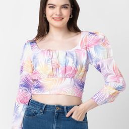 SPYKAR Tropical Printed Cotton Crop Top-image-73
