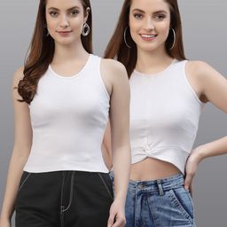 Friskers Women White Pack of 2 Solid Tops-image-28