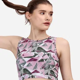 Soie Geometric Printed Activewear Fitted Athleisure Sports Crop Top-picture-26