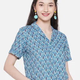 KALINI Geometric Print Crop Top-8