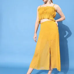 ANVI Be Yourself Dobby Chiffon Blouson Style Crop Top-image-78