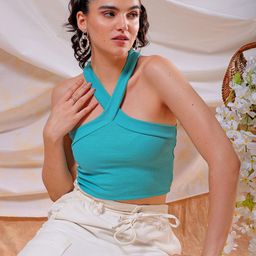 Freehand by The Indian Garage Co Women Styled Back Crop Top-image-2
