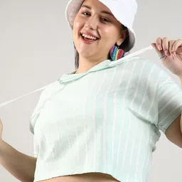 Instafab Plus Puff Sleeve Cotton Crop Top-image-55