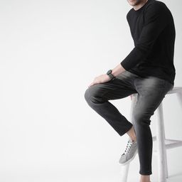HIGHLANDER Men Black Slim Fit Mid-Rise Clean Look Stretchable Cropped Jeans-image-62