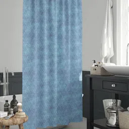ArtzFolio Blue & White Geometric Printed Waterproof Shower Curtain-11
