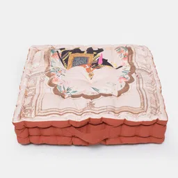 BLANC9 2-Pcs Pink & Rust Red Elephant Printed Square Floor Cushion image 2