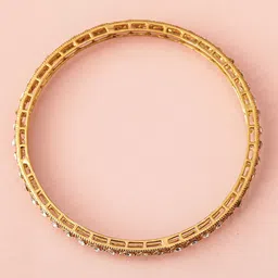 Rubans Set of 4 18K Mehandi Gold-Plated Crystal White Cubic Zirconia Studded Bangles image 4