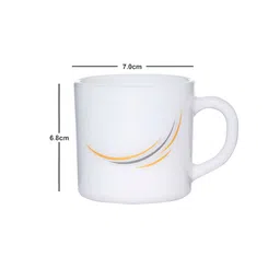 Cello White & Yellow 6Pcs Printed Opalware Glossy Cups 180ml Each image 3