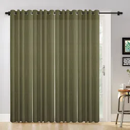HOSTA HOMES Green Set of 4 Striped Long Door Curtain-image-38
