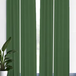HOUZZCODE Green Set of 4 Black Out Long Door Curtain-2