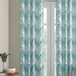 Soumya Turquoise Blue & White Single Room Darkening Long Door Curtain-45