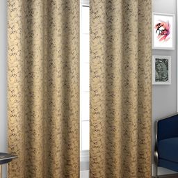 Kraftiq Homes Gold Toned 2 Pieces Abstract Printed Room Darkening Long Door Curtains-image-43