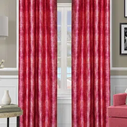 ROMEE Pink Set of 2 Room Darkening Long Door Curtain-61