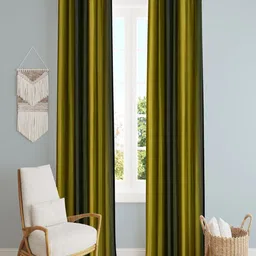 Homefab India Green Set of 2 Room Darkening Long Door Curtain-image-92