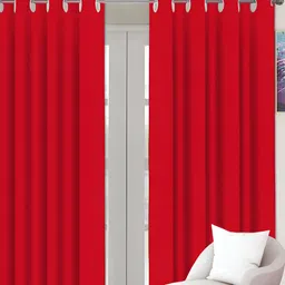 Airwill Red 2 Pieces Room Darkening Long Door Curtain-12