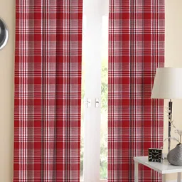 Airwill Red & White 2Pcs Geometric Room Darkening Long Door Curtain-picture-15