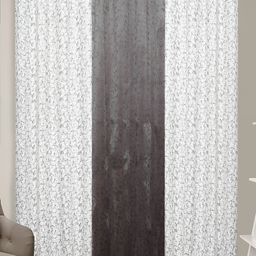 Kraftiq Homes White Set of 3 Pieces Eyelet Abstract Room Darkening Door Curtains-10