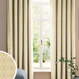 CASABLEU Yellow Set of 2 Geometric Long Door Curtain-108