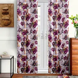 Cortina Purple & Pink Set of 2 Floral Long Door Curtains-image-41
