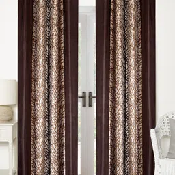 Home Sizzler Brown Set of 2 Quirky Long Door Curtain-image-40