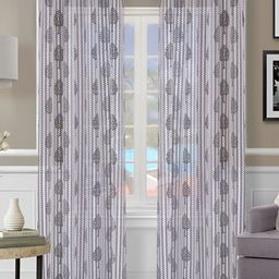Aura Off White & Grey 2 Pieces Floral Sheer Long Door Curtains-25