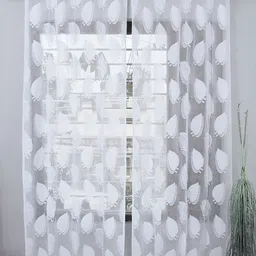 Homefab India Adults White Set of 2 Sheer Long Door Curtain-image-51