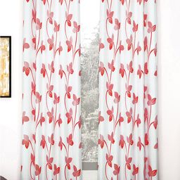 Story@home Nature Red & White 2 Pieces Floral Printed Long Door Curtains-image-51