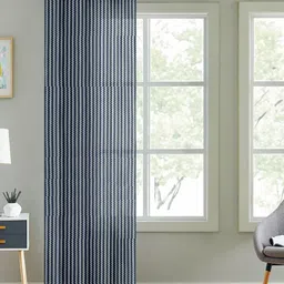 Cortina Grey & White Self Design Sheer Long Door Curtain-14