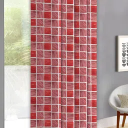 OASIS Red & White Geometric Printed Door Curtain-image-85