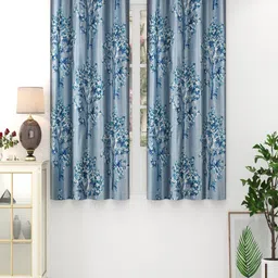 Panipat Textile Hub Blue & White 2 Pieces Floral Window Curtains-image-20