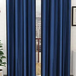 Panipat Textile Hub Navy Blue 2 Pieces Window Curtains-image-47
