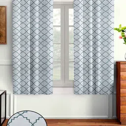 Aura White & Green 2Pcs Embroidered Window Curtain-12