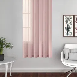 THE CONVERSION Pink Linen With Slub Textured Sheer Window Curtain-image-30