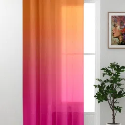 HOMADORN Orange & Pink Sheer Window Curtain-16