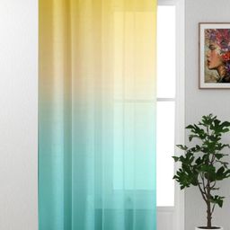 HOMADORN Yellow & Blue Sheer Window Curtain-image-33