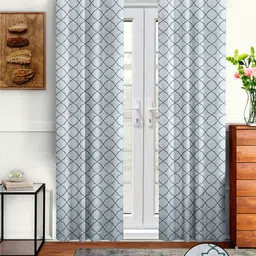 Cortina Grey & White Set of 2 Embroidered Door Curtain-11