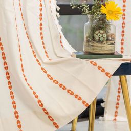 URBAN SPACE Orange & White Embroidered Window Curtain-8