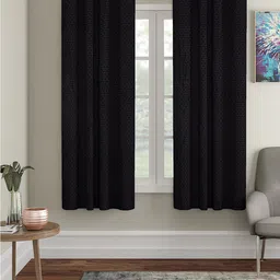 Aura Black 2 Pieces Embossed Window Curtain-12