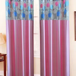 Homefab India Pink & White Set of 2 Sheer Door Curtain-image-99