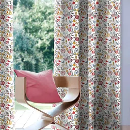 CASABLEU White 2 Pieces Floral Black Out Eyelet Door Curtains-16